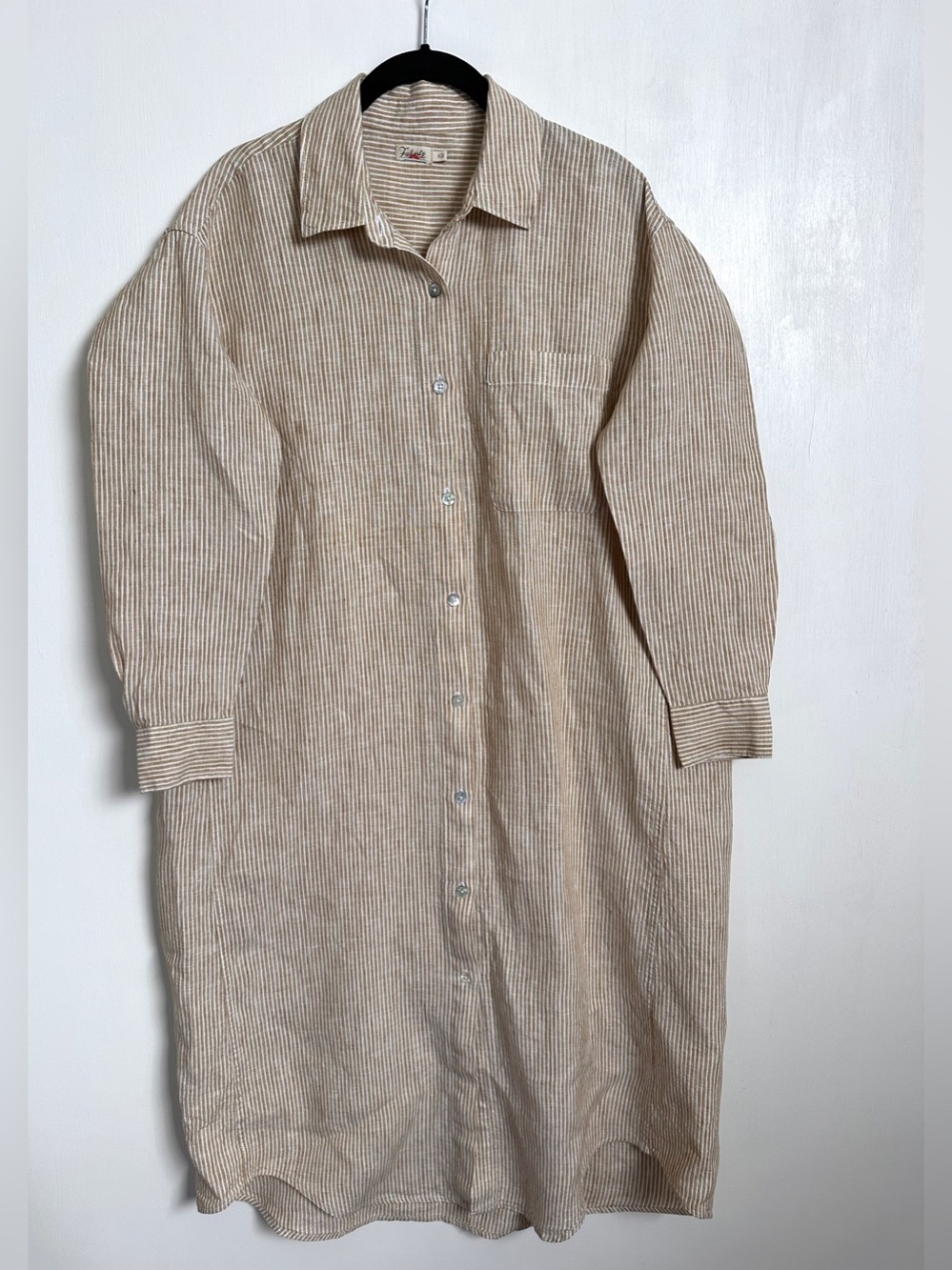 Faherty 100% Linen Laguna Midi Shirt Dress Gus/Golden Sun Stripe Women’s Small
